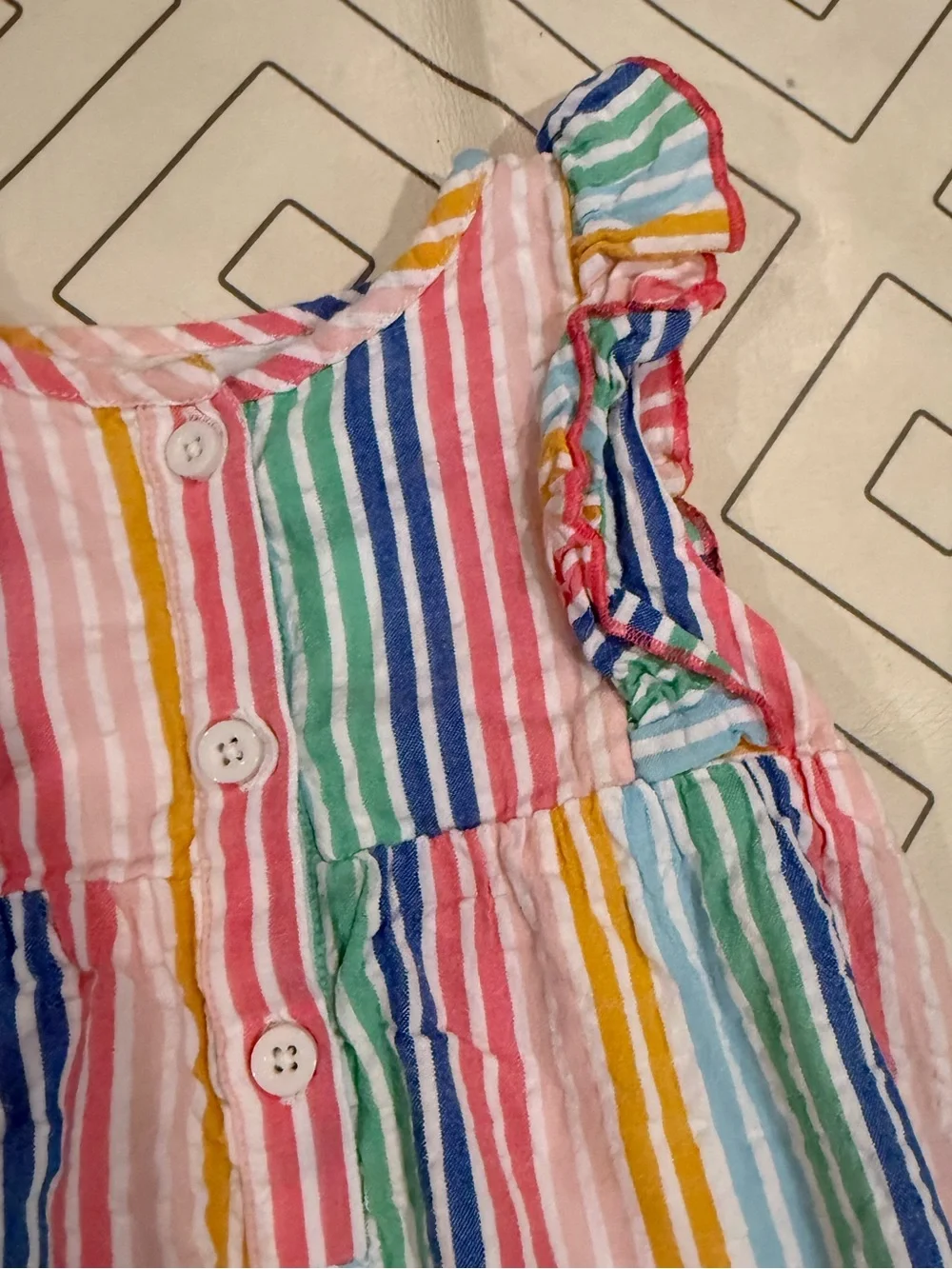Baby Boden Seersucker Multicolor Stripe Bubble Romper